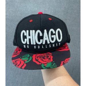 Cayler and Sons Chicago Snapback Hat Men One Size Black Red Rose Streetwear